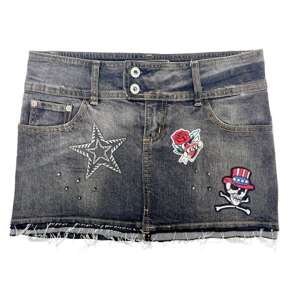 Sexy Punk Rock Denim Mini Skirt XS Custm by Madz  Goth Metal Festival Outfit - Picture 6 of 16